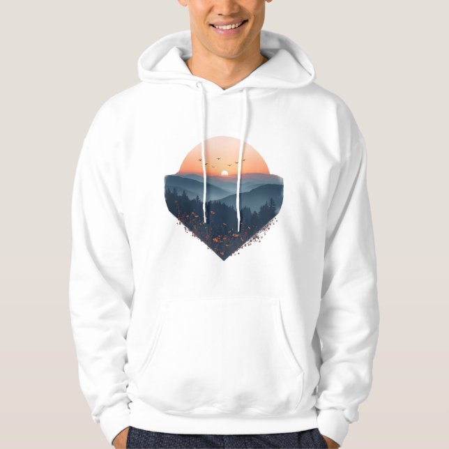 Veste À Capuche Aube sur les sommets – Illustration du lever de so (Devant)