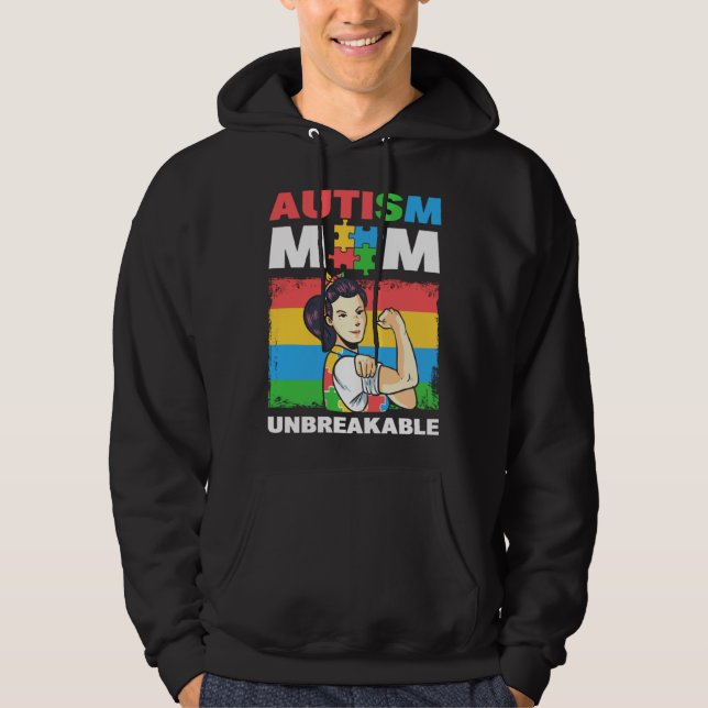 Veste À Capuche Autism Mom Unbreakable Autism Support Autism Aware (Devant)