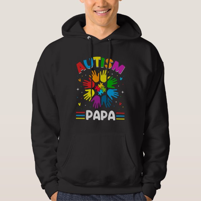 Veste À Capuche Autism Papa Love Sensibilisation sur l'autisme Fam (Devant)