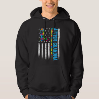 Veste À Capuche Autisme du drapeau américain rétro Autisme Grandma