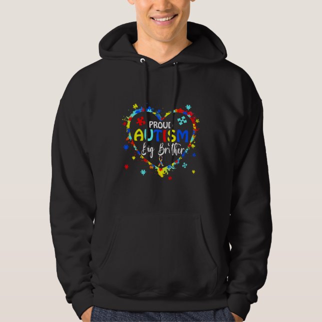 Veste À Capuche Autisme Fière Big Brother Puzzle Autisme Aware (Devant)