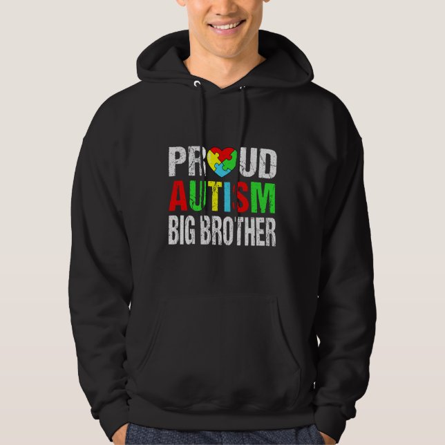 Veste À Capuche Autisme Fière et Désireux Big Brother Heart Family (Devant)