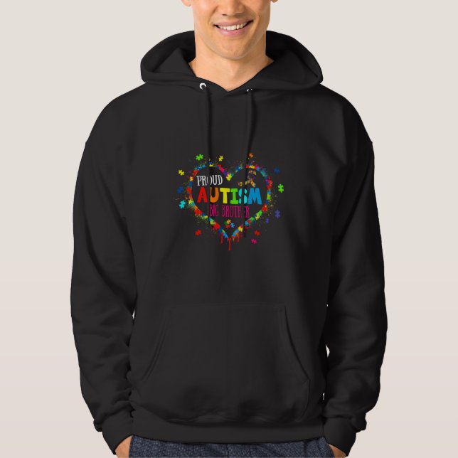 Veste À Capuche Autisme joyeux Big Brother Puzzle Autisme (Devant)