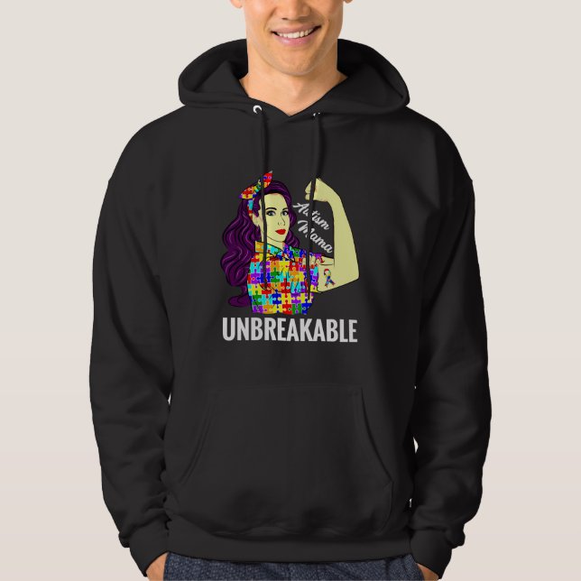 Veste À Capuche Autisme Maman Sensibilisation Puzzle Ruban Pour Fe (Devant)