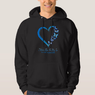 Veste À Capuche Autisme papillon cardiaque Je Porte Du Bleu Pour M