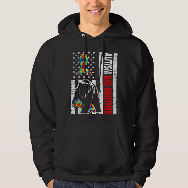 Veste À Capuche Autisme rétro américain du drapeau Big Brother Bea (Devant)