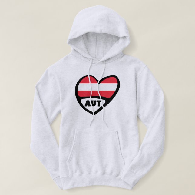 Veste À Capuche Autriche Code Pays Drapeau Coeur AUT (Design devant)