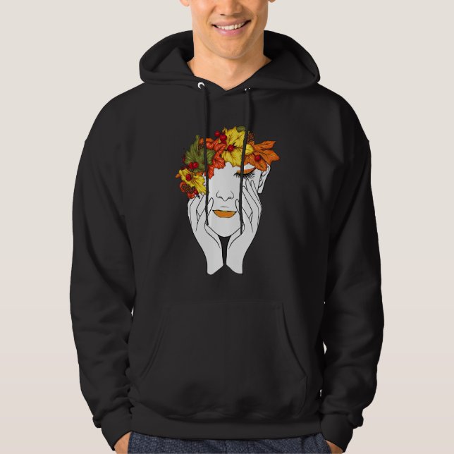 Veste À Capuche Autumn Flower Bouquet Girl Thanksgiving Retro ART  (Devant)