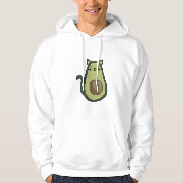 Veste À Capuche Avocado Chat Drôle Manger Vert Kitten Meow (Devant)