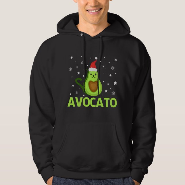 Veste À Capuche Avogato Christmas Cute Cat Avocado Funny Xmas desi (Devant)