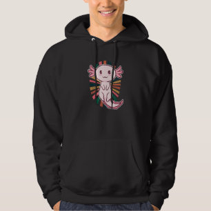 Veste À Capuche Axolotl Cute Avec Rayons De Coucher De Soleil Rétr