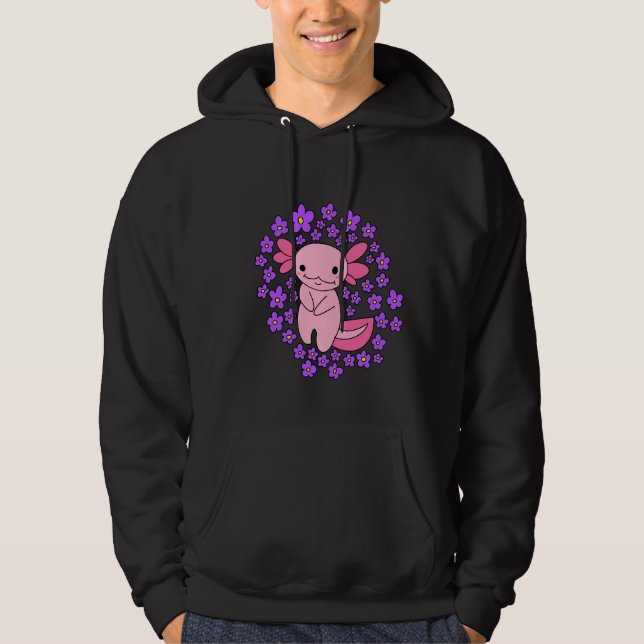 Veste À Capuche Axolotl et fleurs  (Devant)