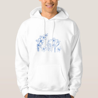 Veste À Capuche Azure Floral Line Art Print