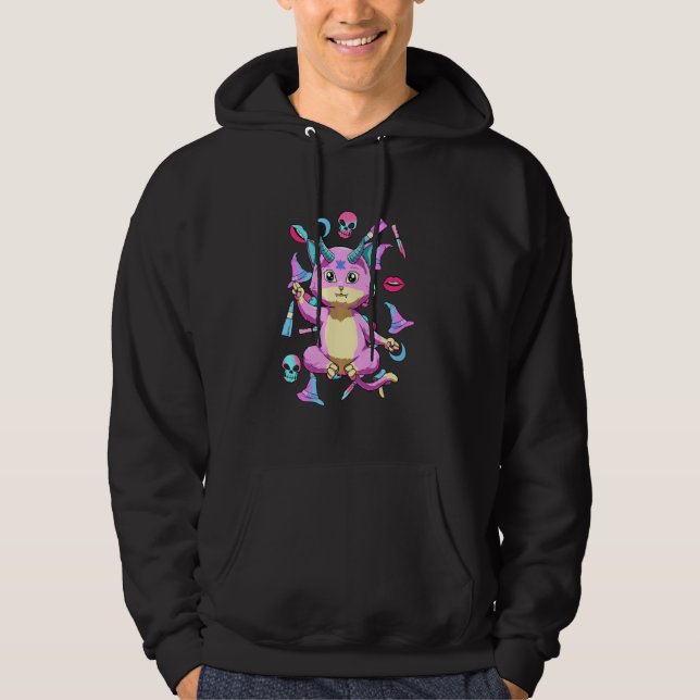 Veste À Capuche Baby Baphomet Chat Pastel Goth Et Nu Goth (Devant)