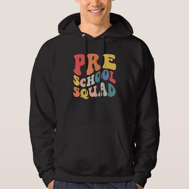 Veste À Capuche Back to School Preschool Squad Groovy Teacher Kids (Devant)