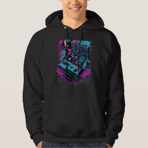 Veste À Capuche Backprint Retrowave DJ Techno Futuresynth Synthwav