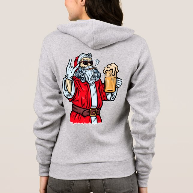 Veste À Capuche Bad Père Noël, Rock, Bière et Cigar (Dos)