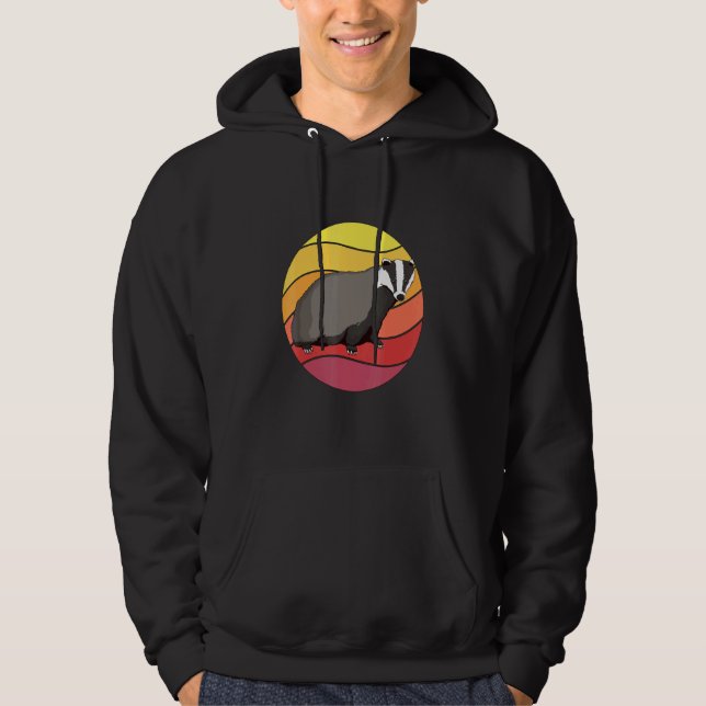 Veste À Capuche Badger Retro Sunset Badger Badger Art Badger (Devant)