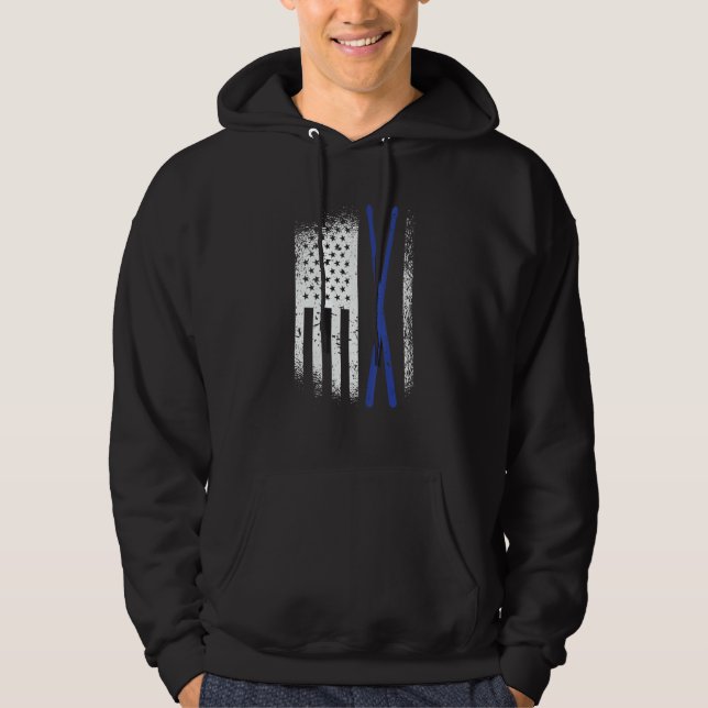 Veste À Capuche Baguettes de tambour drapeau américain (Devant)