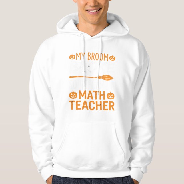 Veste À Capuche Balai d'Halloween de professeur de maths drôle (Devant)