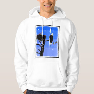 Veste À Capuche Bald Eagle en hiver - Art original de la faune