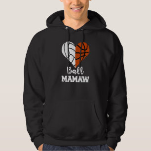 Veste À Capuche Balle Mamaw Heart Funny Volleyball Basketball Mama