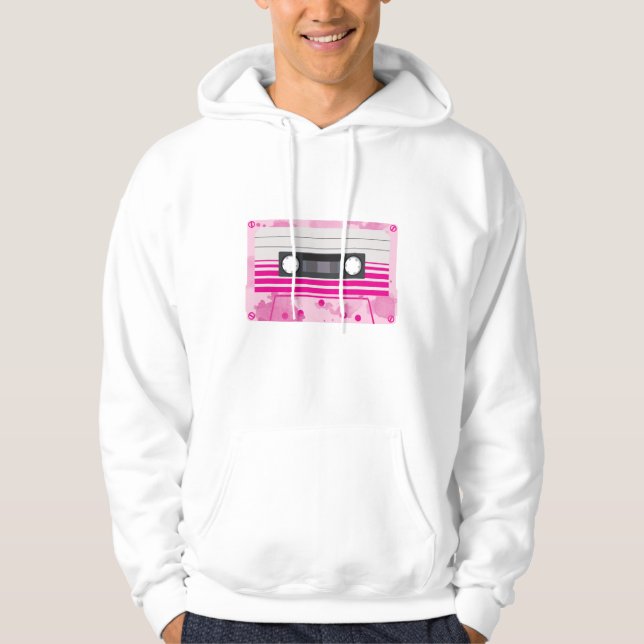 Veste À Capuche Bande de cassette rose avec pointes roses (Devant)