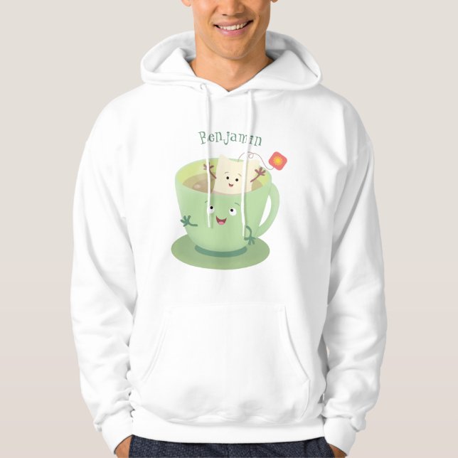 Veste À Capuche Bande dessinée de la tasse de thé mignonne humour  (Devant)
