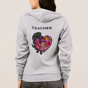 Veste À Capuche Bande dessinée noire de coeur de Labrador et de