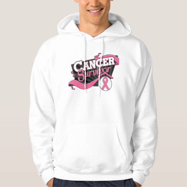 Veste À Capuche Bannière Survivant du cancer du sein (Devant)