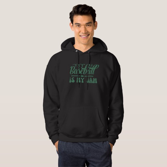 Veste À Capuche BASEBALL EST MON JAM drôle de baseball typographiq (Devant entier)