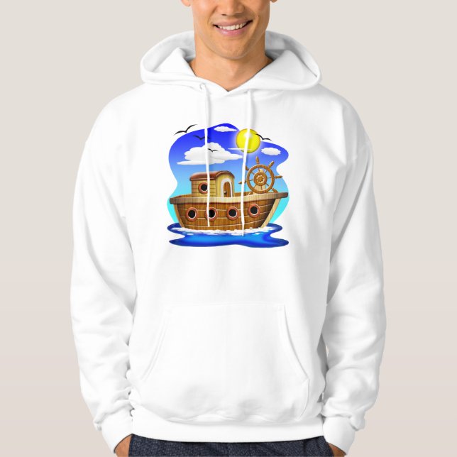Veste À Capuche Bateau de pêche dessin animé  (Devant)