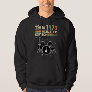 Veste À Capuche Batterie vintage 1973 50e Batteur d'anniversaire