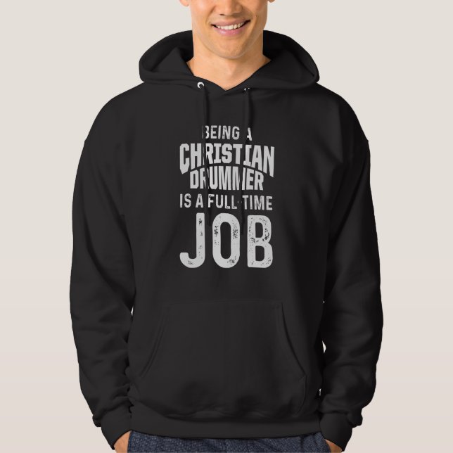 Veste À Capuche Batteur chrétien Église de culte Joueur de batteri (Devant)