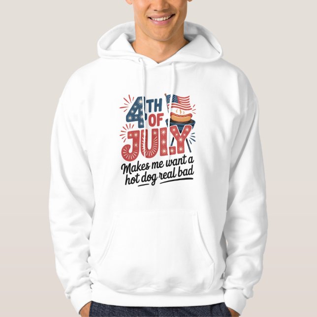 Veste À Capuche BBQ Patriotique 4 juillet Graphique (Devant)