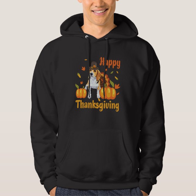 Veste À Capuche Beagle Dog Turkey Pilgrim Costume Happy Thanksgivi (Devant)
