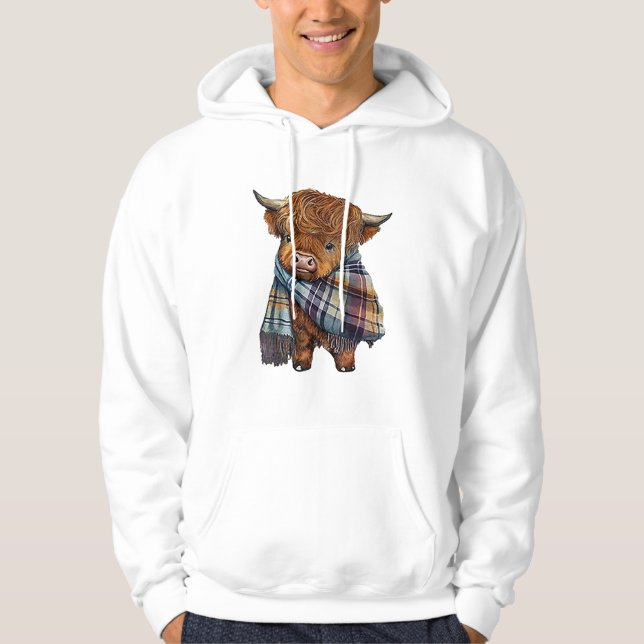 Veste À Capuche Bébé De Vache De West Highland Avec Écharpe Plaid (Devant)