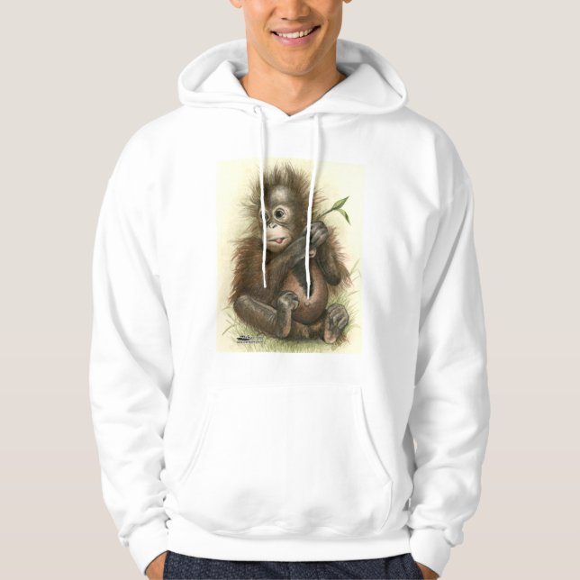 Veste À Capuche Bébé orang-outan avec des feuilles (Devant)