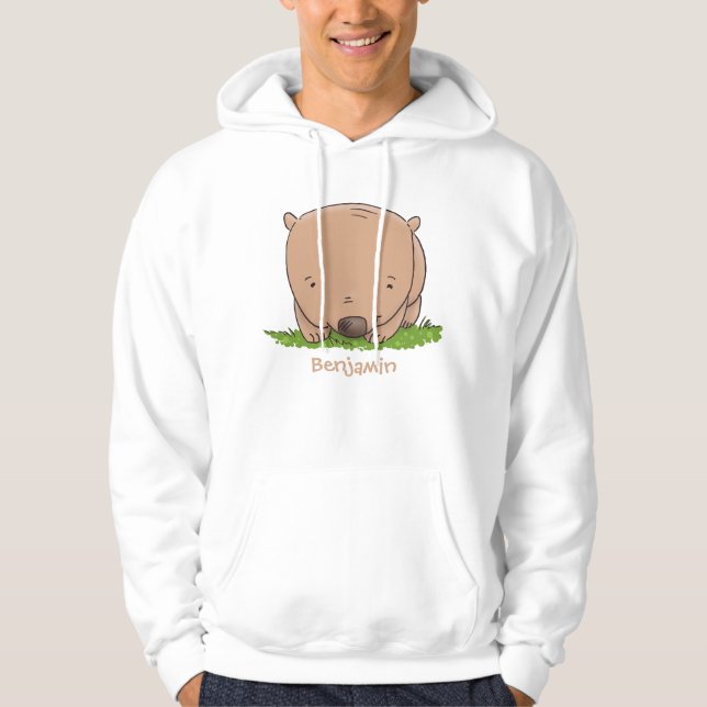 Veste À Capuche Belle illustration de dessin animé de bébé wombat (Devant)