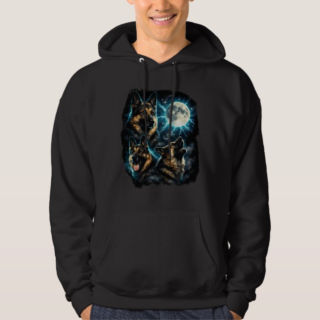 Veste À Capuche berger allemand hurlant à la lune (Devant)