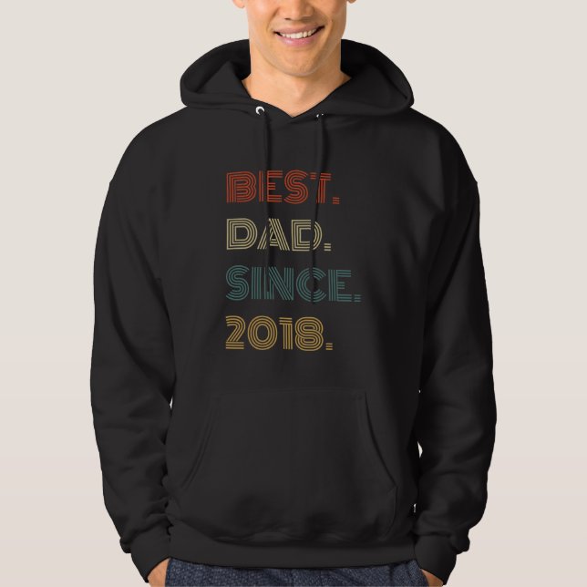 Veste À Capuche Best Dad Since 2018 Clothes  for Him Men Retro Vin (Devant)