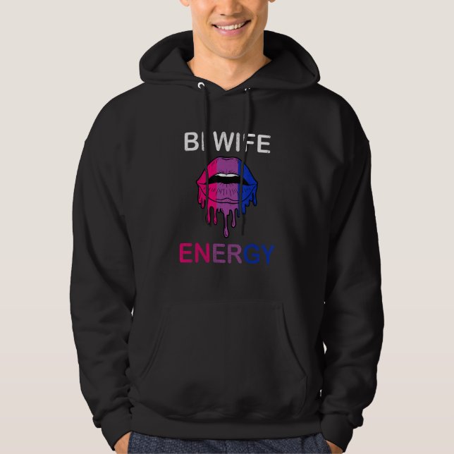 Veste À Capuche Bi Wife Energy Bisexual Rainbow Kisses Bisexual Wo (Devant)