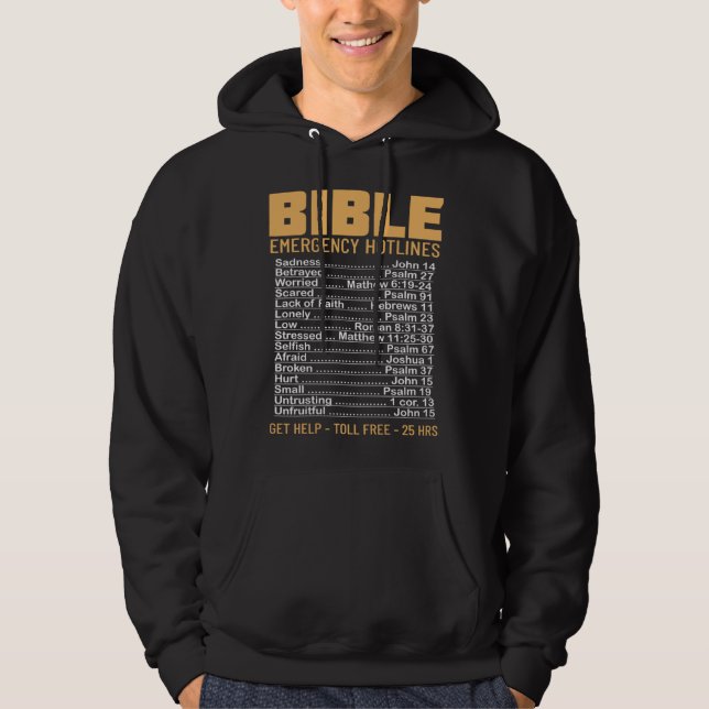 Veste À Capuche Bible Emergency Numbers Verse God Jesus Faith Chri (Devant)