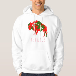 Veste À Capuche Biélorussie Bison Blanc Зубр Беларусь Minimalisme
