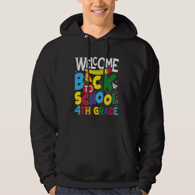 Veste À Capuche Bienvenue Retour À L'École 4e Année Professeur Gar (Devant)