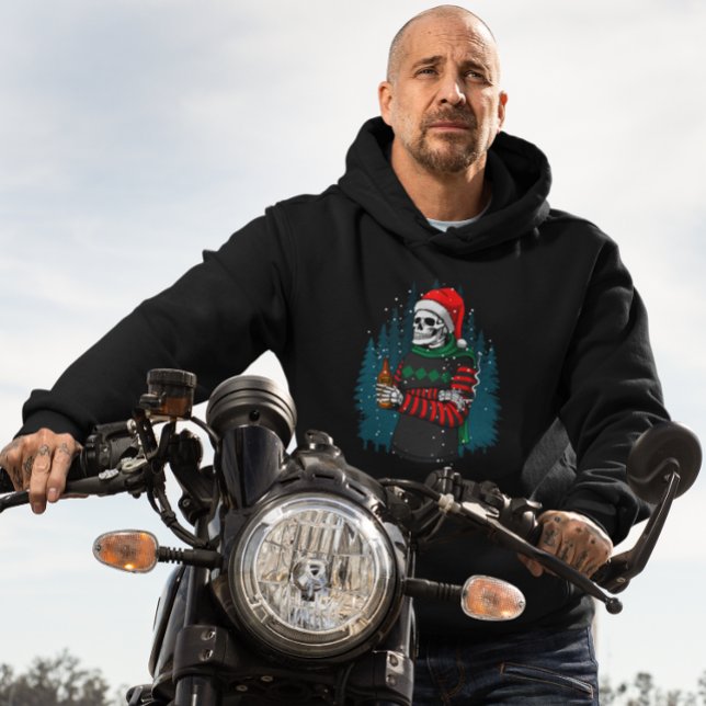 Veste À Capuche Bière crâne père Noël Noël Mec Chilling Drôle (Créateur téléchargé)