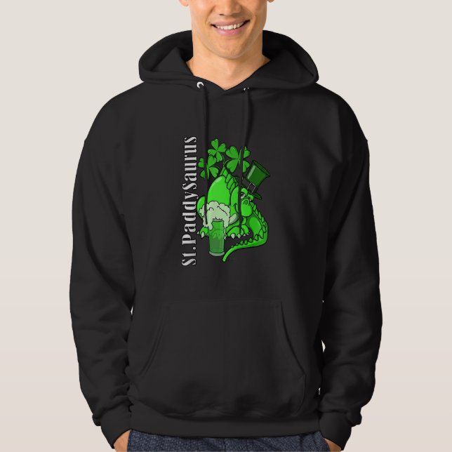 Veste À Capuche Bière verte Jour de la Saint Patrick Dinosaur St P (Devant)