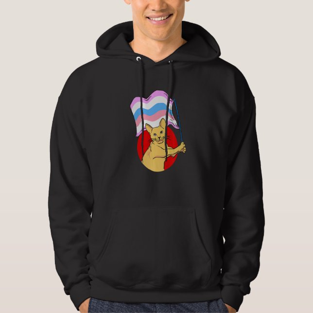 Veste À Capuche Bigender Flag Chat Genre non binaire (Devant)