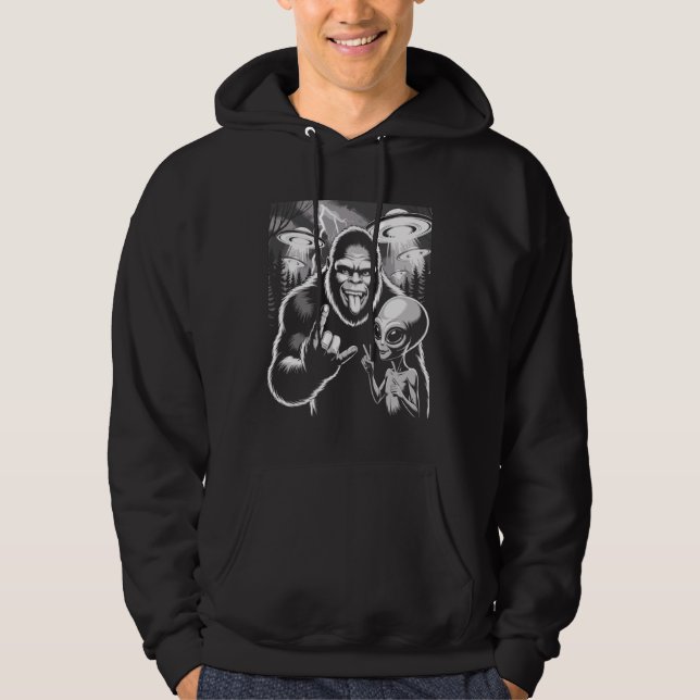 Veste À Capuche Bigfoot et Alien Sasquatch drôle font le signe de  (Devant)