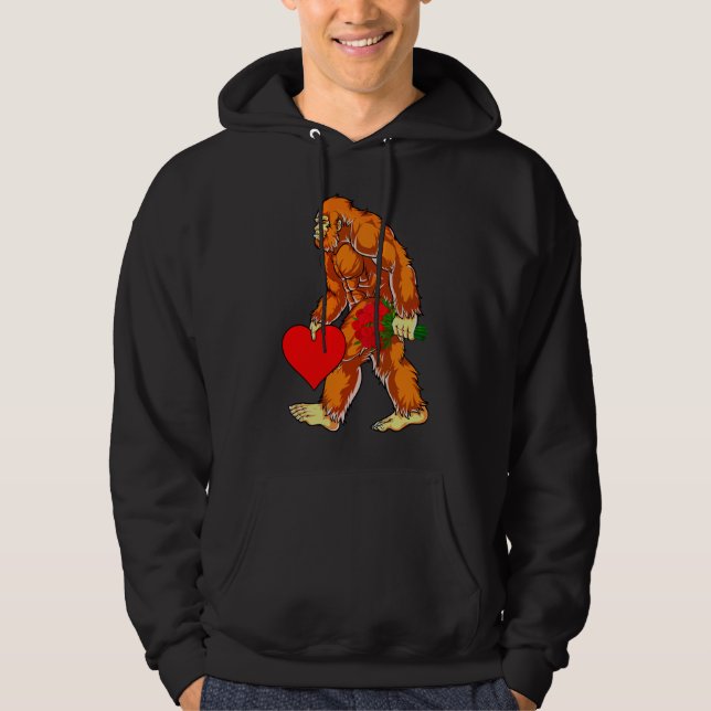 Veste À Capuche Bigfoot Sasquatch Funny Valentines Jour Amour (Devant)